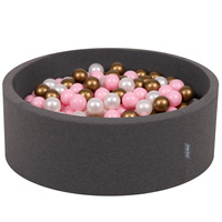 KiddyMoon Bällebad Bällepool mit bunten Bällen ∅ 7Cm  für Babys Kinder Rund, Dunkelgrau, 90 x 30 cm 200 Bälle