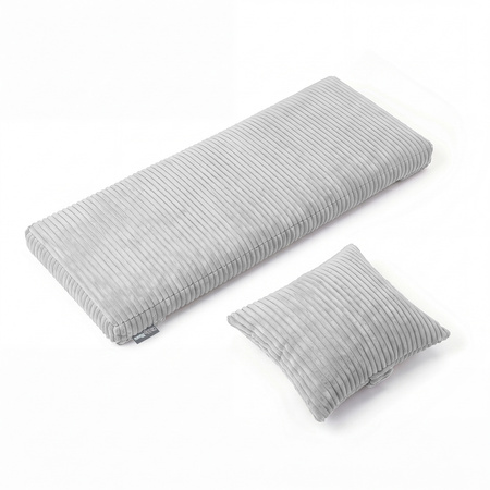KiddyMoon Matratze mit Kissen für Balance Board Rippenstrick Bezug Waschbarer Bezug, hellgrau, Matratze/Kissen