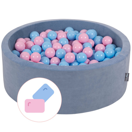 KiddyMoon Bällebad Bällepool mit bunten Bällen 7Cm  für Babys Kinder Rund, Bubbblegum: Puderrosa/ Babyblau