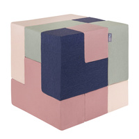 KiddyMoon Schaumstoff Würfel für Baby Weiche Blöcke Schaum Spielzeug Montessori-Spielzeug mit Schaum und viel Spaß für Kinder, erikafarben-dunkelblau-beige-salbeifarben, 9 Stücke