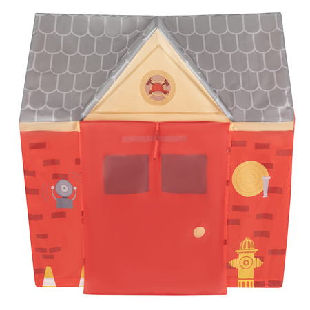 Spielhaus Spielzelt Feuerwehrhaus Faltbares Für Kinder Realistisches Design Langlebige Und Sichere Materialien Leicht Zu Montieren Perfekt Für Drinnen Und Draußen, rot-grau:schwarz/wieß/blau/rot/gelb/türkis, 100 Bälle