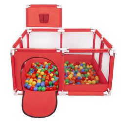Laufstall mit Korb und Bällen Laufgitter für Kinder, Rot:grün/gelb/blau/rot/orange, 900 Bälle
