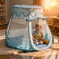 Baby Spielzelt Mit Plastikbällen Für Kinder Leicht und Kompakt ideal für Drinnen Und Draußen Fördert Sensorische Integration Schneller Aufbau, blau, Ohne Bälle