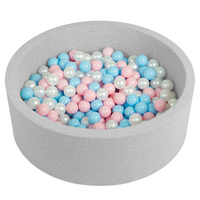 Bällebad Bällepool für Baby Kinder mit 200 bunten Bällen Rund, hellgrau: babyblue/puderrosa/perle, 90x30cm/300 Bälle