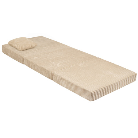 KiddyMoon Kinder Matratzen Aufklappen aus Schaumstoff Kindermatratze Kinderzimmer Faltmatratze, beige, Matratzen mit Kissen