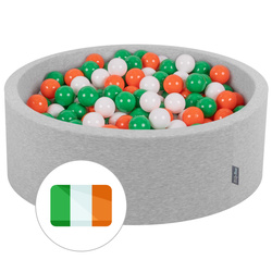 KiddyMoon Bällebad Bällepool mit bunten Bällen ∅ 7Cm  für Babys Kinder Rund, Ireland:grün/weiß/orange, 90x30cm/200 Bälle