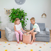 KiddyMoon Kindersessel aus Schaumstoff Sessel für Kinder Kinderzimmer Faltmatratze Relaxsessel Kuschelsessel, dunkelgrau, Kindersofa