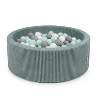 KiddyMoon Bällebad für Kinder aus Schaumstoff, 90 x 30 cm, weicher Rippbezug, abnehmbarer Bezug, weiches und sicheres Spielzeug, waschbar, Grün: Weiß/Grau/Minze, 90 x 30 cm 200 Bälle