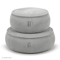 KiddyMoon Kinderpouf aus Schaumstoff mit abnehmbarem Bezug, hellgrau, L