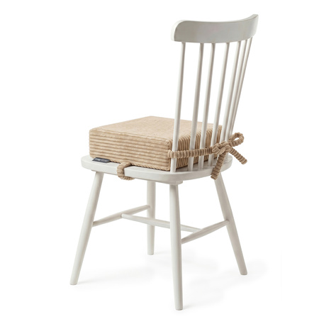 KiddyMoon Sitzerhöhung Für Kinder, Sitzkissen Für Kinderstuhl Mit 10 Cm Höhe, Waschbarem Bezug Und Bindebändern, beige, 33x33x10
