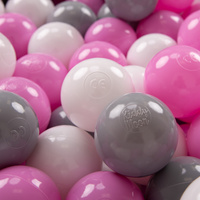 KiddyMoon Kinder Bälle für Bällebad Baby Spielbälle Plastikbälle ∅7cm Made in EU, grau/weiß/rosa