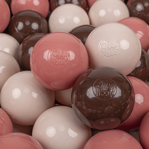 KiddyMoon Kinder Bälle für Bällebad Baby Spielbälle Plastikbälle ∅7cm Made in EU, pastellbeige/lachsfarben/braun