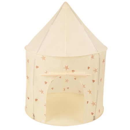 Kinderzelt Spielzelte in Pavillonform Für Kinder Leicht Aufzubauen Tragbar Spielhaus Perfekt Für Drinnen Und Draußen, hellbeige: pastellbeige/weiß/perle, 100 Bälle