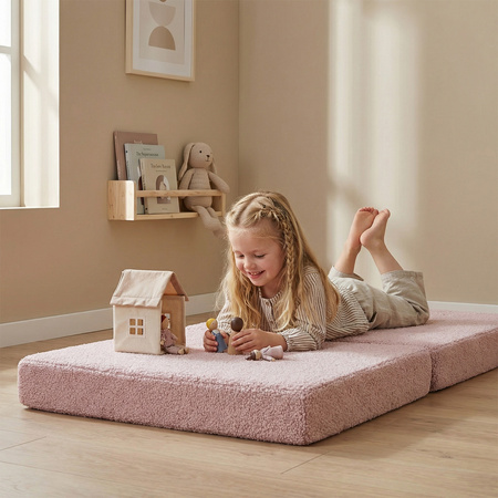 KiddyMoon Kinder Matratzen Mit Teddy-Plüsch Aufklappen Aus Schaumstoff Kindermatratze Kinderzimmer Faltmatratze, rosa, Matratzen
