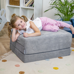 KiddyMoon Kinder Matratzen Aufklappen aus Schaumstoff Kindermatratze Kleinkindmatratze Kinderzimmer Faltmatratze, dunkelgrau, Matratzen mit Kissen