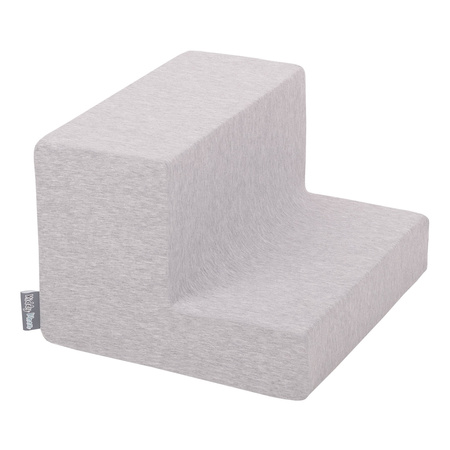 KiddyMoon Spielplatz aus Schaumstoff mit Rund Bällebad (200 Bälle) Ballgruben für Babys Spielbad Hindernisläufen, Hergestellt in der EU, hellgrau:puderrosa/perle/transparent, Bällebad (200 Bälle) + Stüfchen