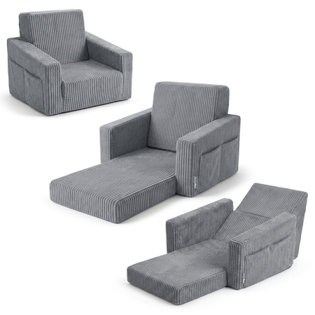 KiddyMoon Klappbarer Kindersessel aus Schaumstoff Kindersofa, dunkelgrau, UNI