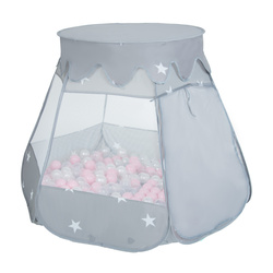 Baby Spielzelt Mit Plastikbällen Für Kinder Leicht und Kompakt ideal für Drinnen Und Draußen Fördert Sensorische Integration Schneller Aufbau, grau:weiß/garu/mint/puderrrosa, 200 Stück