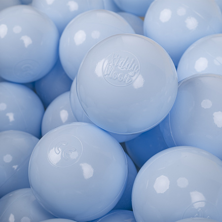 KiddyMoon Kinder Bälle für Bällebad Baby Einfarbige Plastikbälle ∅7cm Made in EU, pastellblau, 50