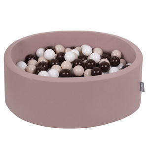 KiddyMoon Bällebad Bällepool mit bunten Bällen ∅ 7Cm  für Babys Kinder Rund, erikafarben: weiß/braun/weiß, 90x30cm/200 Bälle