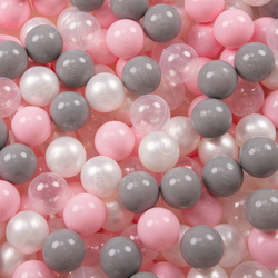 Laufstall mit Korb und Bällen Laufgitter für Kinder, Rot:perle/grau/transparent/puderrosa, 400 Bälle