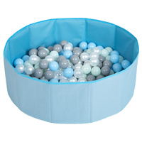 Faltbare Bällebad mit Bälle für Kinder Spielbad, blau:perle/grau/transparent/babyblau/minze, 100 Bälle