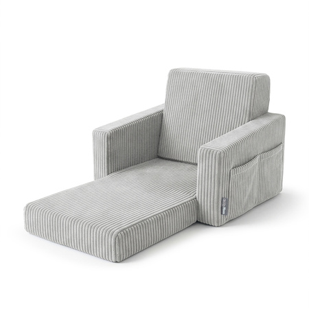 KiddyMoon Klappbarer Kindersessel aus Schaumstoff Kindersofa, hellgrau, UNI