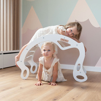 KiddyMoon Montessori Kletterbogen aus Holz Wippe für Kinder Holzspielzeug, weiß, 90,6x39x69 cm