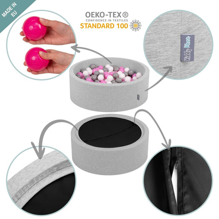 KiddyMoon Rund Bällebad Bällepool 7Cm Kronen-Muster Ballgruben Für Babys Spielbad Kleinkinder, Hergestellt in der EU, Golden-Ecru:  Rose/ Transparent