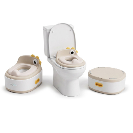 KiddyMoon Töpfchen für Kinder 3in1 mit Toilettensitz und Tritthocker, Beige, UNI