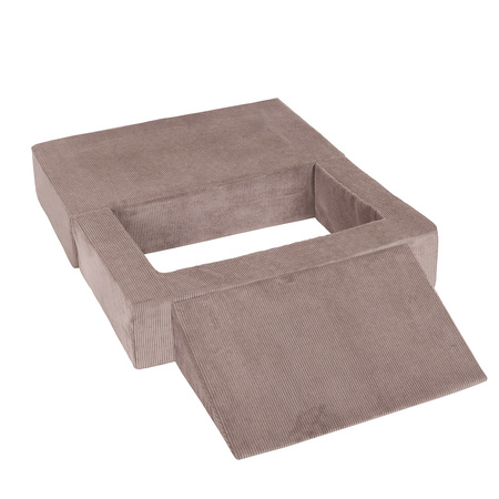 KiddyMoon Kindersofa Modular mit Weichem Zwickel und Bällen Für Kinderzimmer Bequem Vielseitig Gerippter Stoff Abnehmbarer Bezug Perfekt zum Spielen und Entspannen, dunkelbeige: pastellbeige/weiß/perle, Sofa/Zwickel + 100 Bälle