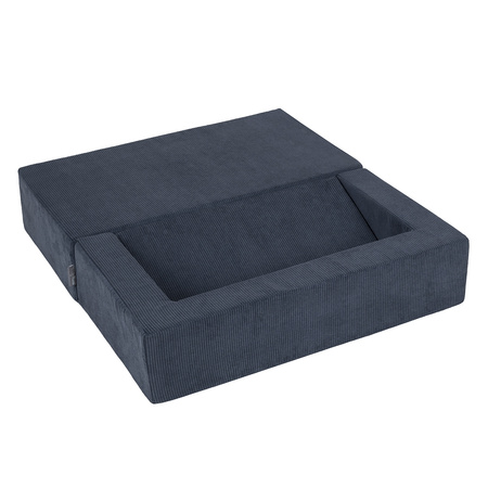 KiddyMoon Kindersofa Modular mit Weichem Zwickel und Bällen Für Kinderzimmer Bequem Vielseitig Gerippter Stoff Abnehmbarer Bezug Perfekt zum Spielen und Entspannen, dunkelblau, Sofa/Zwickel