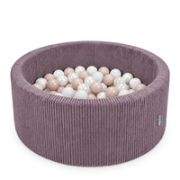 KiddyMoon Bällebad Für Kinder Aus Schaumstoff, 90 X 30 cm, Weicher Rippbezug, Abnehmbarer Bezug, Weiches Und Sicheres Spielzeug, Waschbar, Violett: Pastellbeige/Kupfer/Perle/Lachs, 90x30cm/100 Bälle