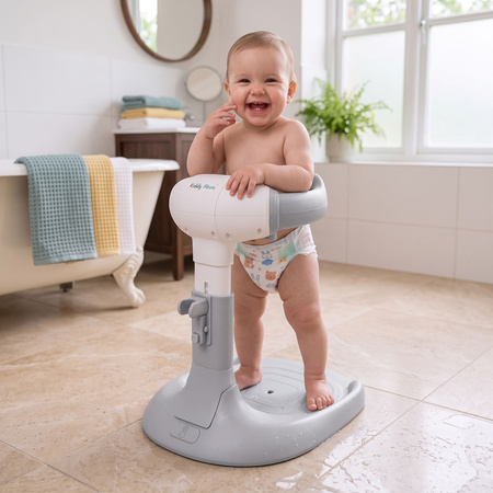 KiddyMoon Baby Duschständer Höhenverstellbar Faltbare Konstruktion, Grau, UNI