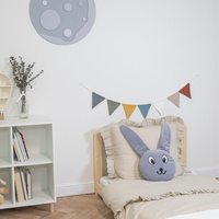 Kiddymoon Kuschelkissen Dekkokissen Velours Samt Tiere Kinderzimmer Kinderzubehör, grau, UNI