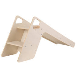 KiddyMoon Rutsche / Sitz 2in1 aus Holz für Kleinkinder, Freistehende Rutsche SC-002, natürlich, Groß