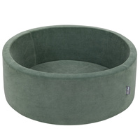 KiddyMoon Rund Bällebad Velvet Bällepool ∅ 7Cm Ballgruben Für Babys Spielbad Kleinkinder, Hergestellt in der EU, waldgrün, 90x30cm/KEINE Bälle