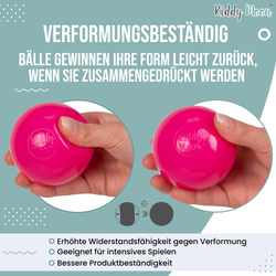 KiddyMoon Kinder Bälle für Bällebad Baby Spielbälle Plastikbälle ∅7cm Made in EU, grün/weiß/orange, 100 Bälle/7cm