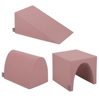 KiddyMoon Spielplatz aus Schaumstoff 3-teiliges Set Zwickel L/Hügel/Tunnel, erikafarben, Multi-Größe