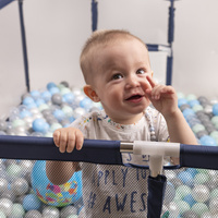 Laufstall Baby Großer Spielplatz mit Bällen Laufgitter für Kinder, Dunkelblau:perle/grau/transparent/babyblau/minze, 200 Bällen
