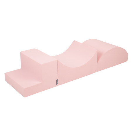 KiddyMoon Spielplatz aus Schaumstoff mit Quadrat Bällebad Bälle Hindernisläufen, pink:weiß/grau/puderrosa, Bällebad (200 Bälle) + Version 6