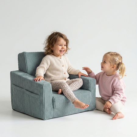 KiddyMoon Klappbarer Kindersessel aus Schaumstoff Kindersofa, grün, UNI