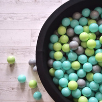 KiddyMoon Kinder Bälle für Bällebad Baby Spielbälle Plastikbälle ∅7cm Made in EU, hellgrün/helltürkis/grau