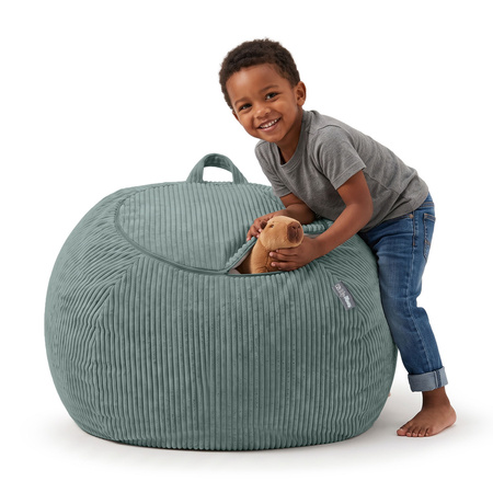 KiddyMoon Sitzsack für Kinder 2-in-1 Spielzeug Aufbewahrung 80x80x50cm, Grün