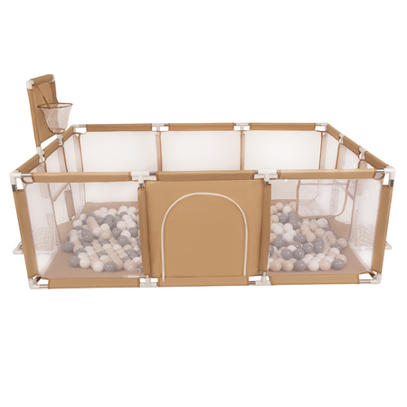 Laufstall Baby Großer Spielplatz mit Bällen Laufgitter für Kinder, beige:pastellbeige/grau/weiß, 400 Bälle