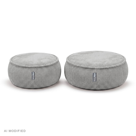 KiddyMoon Kinderpouf aus Schaumstoff mit abnehmbarem Bezug, hellgrau, M