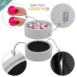 KiddyMoon Rund Bällebad Bällepool 7Cm Kronen-Muster Ballgruben Für Babys Spielbad Kleinkinder, Hergestellt in der EU, Golden-Ecru: Puderrosa/ Perle/ Gelb