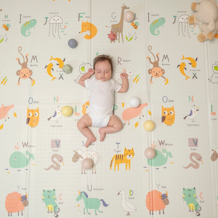 KiddyMoon Babymatte Zweiseitige Krabbelmatte Schaumstoffmatte Für Kinder Kindermatte Kindgerechte Muster Spielplatz Entwicklung Sicherer Und Bequemer Ideal Für Drinnen Und Draußen, Beige-Streifen, 150x200x1cm