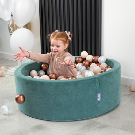KiddyMoon Kinder Bälle für Bällebad Baby Spielbälle Plastikbälle ∅7cm Made in EU, pastellbeige/kupferrot/perle