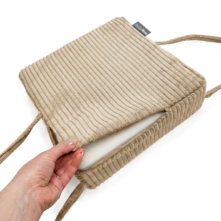 KiddyMoon Sitzerhöhung Für Kinder, Sitzkissen Für Kinderstuhl Mit 10 Cm Höhe, Waschbarem Bezug Und Bindebändern, beige, 33x33x10